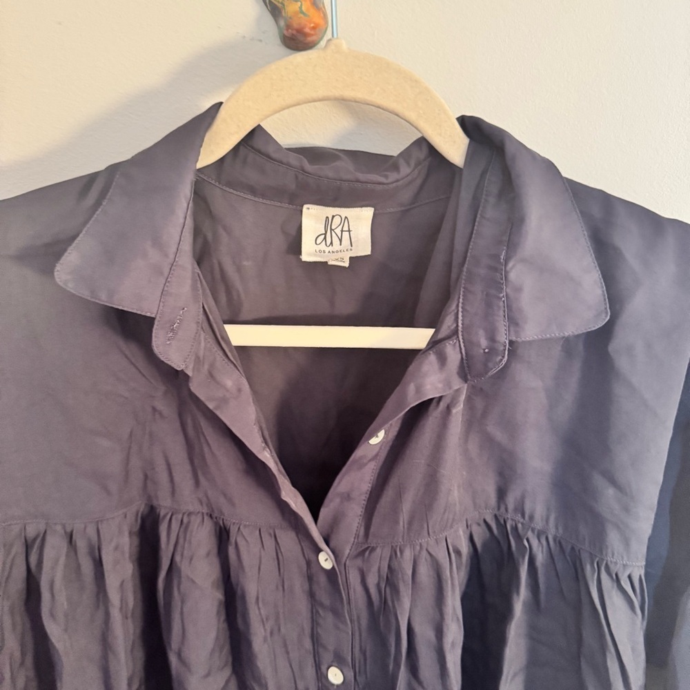 Anthropologie dRA LA Charcoal Peasant Babydoll Blouse | Button | XS - Picture 2 of 4